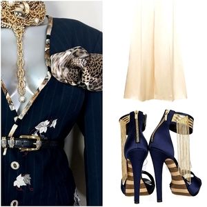 Evan Picone Pinstripe Craft Core Wearable Art RAD VinTage Blazer